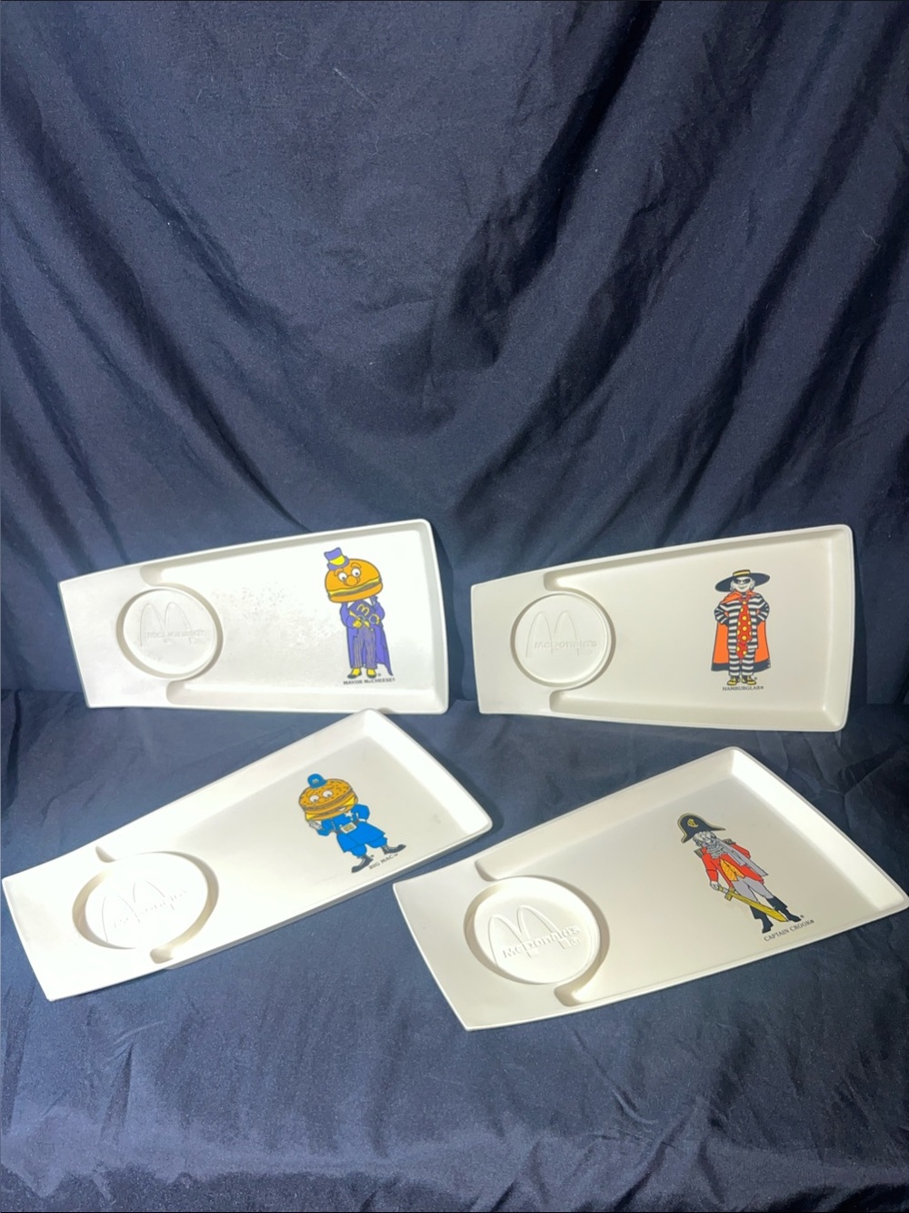 McDonald's 1971 plastic McDonald Land meal trays.